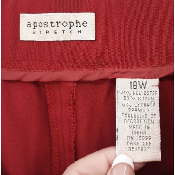 VTG 90s Apostrophe Burgundy High Rise Satin Ribbon Belt Bow Tie Dress Pants 18 - Picture 9 of 12